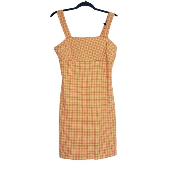 Niki-Lee California 90s Y2K Plaid‎ Sundress Size 7 Summer Festival Party Yellow - Picture 1 of 6
